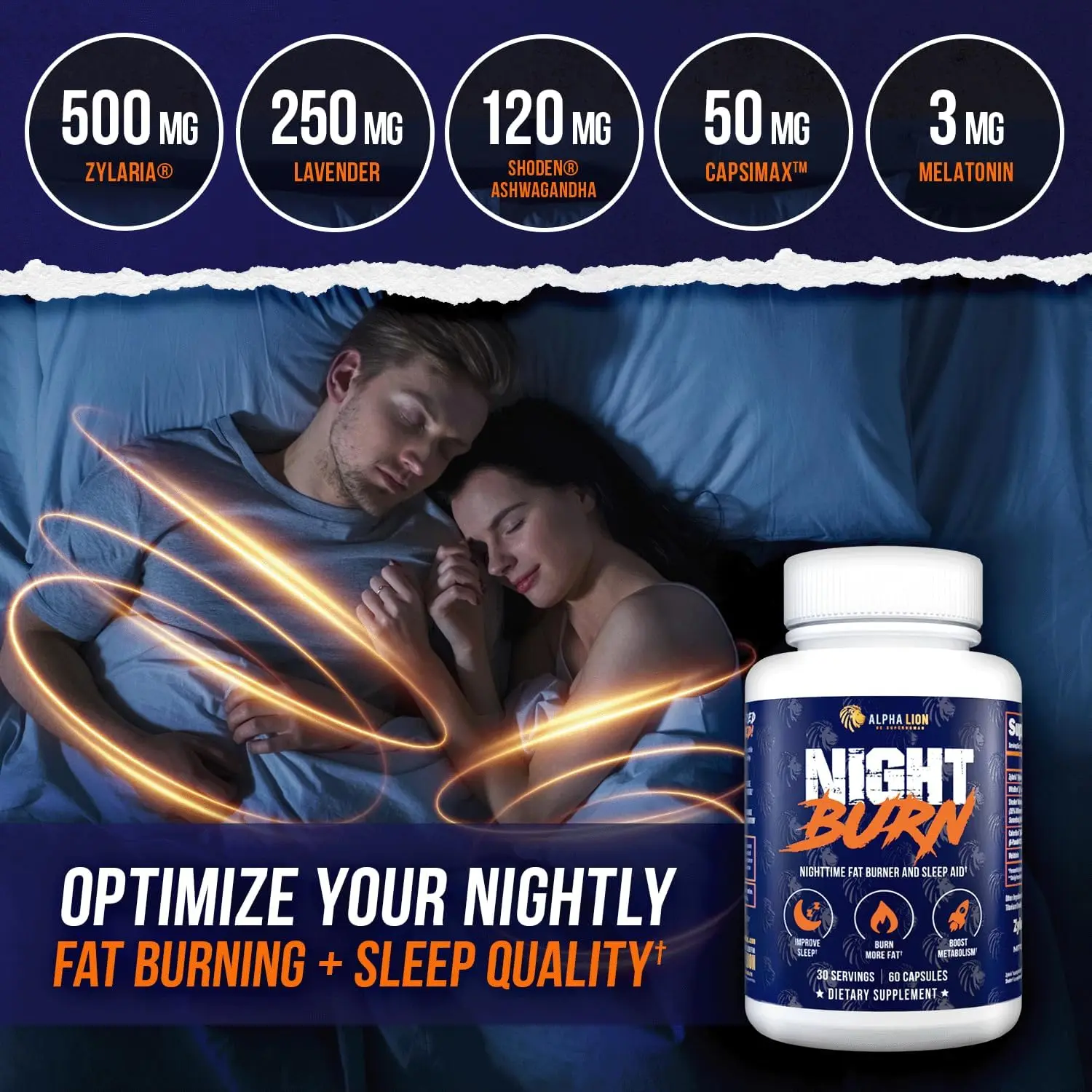 Alpha Lion Night Burn, Sleep Aid Capsules